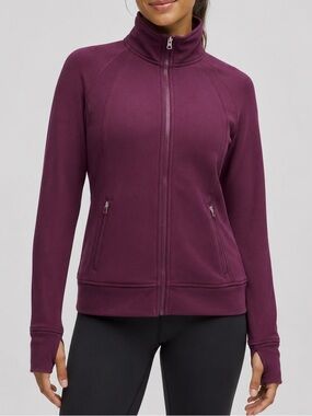 Lululemon Plum Full Zip Running Jacket Thumbholes Dual Media Pockets Zip Pockets